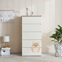 데코라인 캐릭터 600 5단서랍장, 오크화이트