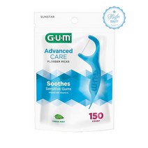 구강케어 NEW 선스타 검(GUM) 민트향 치실장착 플로서 어드밴스드 150개 x 2팩, 비타민E와 불소로 코팅 처리 / 더 넓어진 와이드 홀더