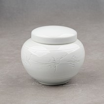 [성연티세라] 백자 조각운학 항아리단지(1.2kg) 꿀단지 경옥고단지