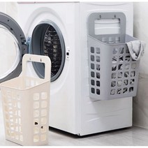 수건 수납함 좁은세탁실 바구니 세탁물 걸이형 빨래통, 베이지