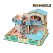 [국내당일발송] 우더블 수영장펜션-3D퍼즐 입체퍼즐 DIY (HE04), 수영장펜션(HE04), 우더블 3D 입체퍼즐