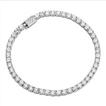 풍속계 Luomansi 정품 럭셔리 고탄소 다이아몬드 슈퍼 플래시 S925 스털링 실버 결혼 연인 3mm, 1.Silver - 16cm