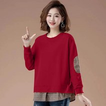 POMTOR 40 50대 엄마옷 빅사이즈 상의 코트 가을 루즈핏 맨투맨 기모 추가
