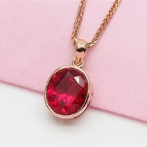 실버 목걸이 와이프생일선물 50대 엄마 갑상선 학생 여자친구 여성을 위한 585 퍼플 골드 루비 14K 로즈 상감 타원형 펜던트 클래식 글래머 파티 쥬얼리 선물