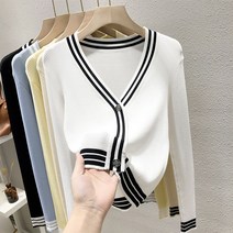 여성 클래식 골프웨어 라운딩웨어 브이넥 골프 니트 긴팔가디건