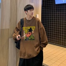 가을 라운드 맨투맨 팬츠 세트 남자 초가을 패션 세트 고급스러운 소금 계열 코디