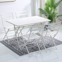 카페테이블세트 레스토랑 사각 업소용 식당 까페 휴게실 빈티지 4인 거실, 의자 4개 + 긴 테이블 110cm(흰색)