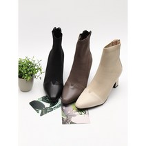 여성 가죽 스판 첼시 뷰티 명품 앵글부츠 소프트 베이직 미들굽 발편한 8cm 중년여성