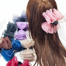 브이와이 여자 반묶음 머리핀 시폰 리본 대왕 헤어핀