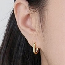 별사탕나무 원터치 클립 사각 실버 미니 링 귀걸이