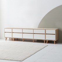 [케이컴퍼니본사] 이음2단2300거실장세트(10서랍형) / K2300-2S-IN-10C, 메이플화이트