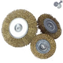 T모양의 유형 녹 제거 디스크 페인트 브러시 강철 와이어 금속 연삭 연마 휠 도구 맞는 6mm 전기 그라인더, 04 65mm