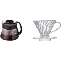 하리오 드리퍼 V60 핸드 드립 커피 드립퍼 더치커피 메이커 에스프레소 추출기 세트, 600ml, 포트+커피드리퍼 (1~2잔용)
