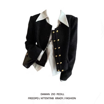 빅사이즈 트위드자켓 여성 큰옷 의류 가을 부자 가족 딸 하이 엔드 감각 바람 재킷 루즈 노카라 봄 자켓 여자 결혼식 하객룩