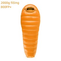 극동계 혹한기 산악 침낭 800fp 1kg 2kg 3kg 95 거위 초경량 미라 추운 겨울 캠핑 도구 성인 등산 장비 휴대용, 오렌지 필 2000g