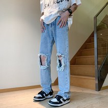 블랙드팬츠 XZ4091K634 P55 봄 여름 무릎 대미지 스키니 슬림 데님 바지남자 통제함 68 4995062313