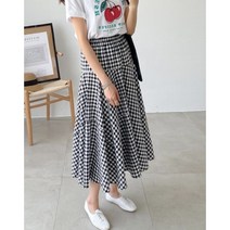 쁘띠 시원한 체크 A라인 캉캉 여름롱스커트