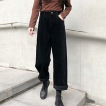여성 코듀로이 캐주얼 하이 웨이스트 플리츠 빈티지 하라주쿠 시크 솔리드 바지