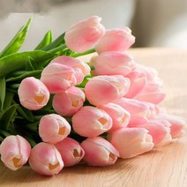 망고 튤립 노란튤립 조화 화동 바구니 꽃꽂이 재료 1P 458448EA, 3망고튤립-핑크화이트