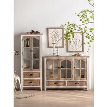 엔틱 장 미국 찬장 홈 복고풍 스타일의 오래된 단단한 나무 유리 디스플레이 캐비닛 거실 벽 로비 입구 현관, [05] 351 철제 의자2팩, [01] 6도어 이상, [01] 111