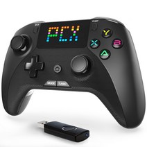 Bluetooth 게임 컨트롤러 무선 pc・iOS・Switch・Android・PS3에 대응 LED 디스플레이 표시 화면[2022 최신 발매] 무선 게임 퍼트 매크로 기능 6축 자이로 센서 사용 가능 더블 진동 USB 리시버 부속