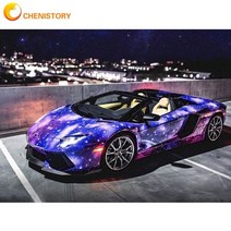 프라모델도색 건담마카 프라모델니퍼 타미야 스프레이 chenistory 40x50cm diy 페인트 숫자로 보라색 스포츠카 성인 키트 그림 그리기 홈 장식 캔버스 아트웍에 색칠, 994508, 50x65cm DIY 프레임