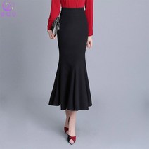 셀럽당 여성용 머메이드 롱스커트 롱 하프 플레어스커트 머메이드스커트 블랙 F00518