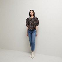 랩 LAP AM1WB271 플라워 프린트 코듀로이 퍼프소매 블라우스 (P001844009)