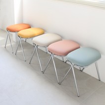 인블루가구 메탈스툴 인조가죽 스틸 파스텔 보조 화장대 의자, 화이트