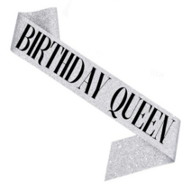 파티용품 생일어깨띠 Birthday Queen 실버띠