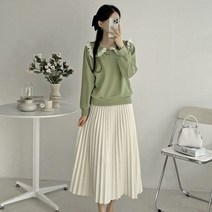 플러리싱 레이스 프릴 카라넥 니트 블라우스