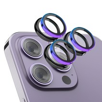 케이맥스 메탈링 강화유리 카메라 필름 2p, 오로라+블랙