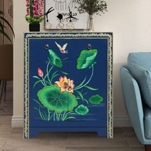 협탁 자개장 엔틱 경대 나비장 자개농 수납 자게장 장농 자개함, 블루70x40x80cm
