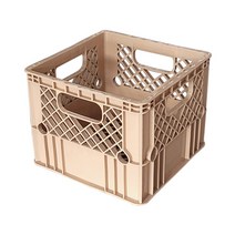 뉴플라스틱 플라스틱 우유상자 밀크박스 감성 캠핑 운반 수납 바구니, 우유_브라운