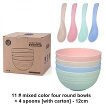 밀짚 식탁 세트 15cm/12cm 친환경 식기 상자 어린이 요리 어린이 저녁 식사 Platos 아기 먹이 접시 식기, 체코_12cm as shown