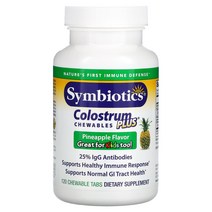 심바이오틱스 Symbiotics 콜로스트럼 플러스 파인애플 츄어블 120 츄어블 탭, 1개