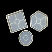 레진 공예 아트 취미 실리콘 아이스트레이 얼음 몰드 하트 쉐이커 세트 모음, 라이트 옐로 베이스 3종