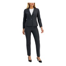 Le Suit 여성 니트 2PC 하이웨이스트 팬츠 정장, Black/Light Grey, US 8 (M)