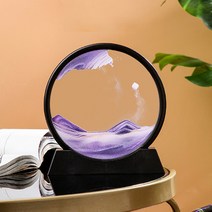 치프몰 움직이는 모래시계 샌드아트 원형 액자 모래멍 샌드멍, 보라색, 대형 (12인치)