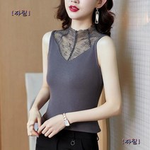 여성 레이스 나시 티셔츠 민소매블라우스 이너 목폴라