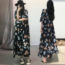 로브 여름롱 카라 원피스 빅사이즈 플라워원피스 프릴 20대 샤랄라 블라우스 여름쉬폰 여름 꽃무늬원피스