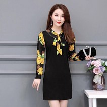 봄 시즌 중년 엄마옷 원피스 패션 서양풍 날씬해 보이는 빅사이즈 미디 원피스