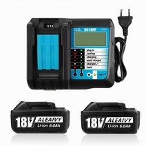 충전식 배터리 bl1860b 18v 6000mah 백업 배터리 makita 18vbl1860 bl1840 bl1850 dc18rf 3a 충전기 무선 드릴, 3개 6.0ah