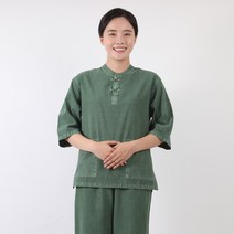 토지몰 남녀공용 30수 면 100% 자수 티바지 한벌 세트 생활한복 개량한복 절복 법복 단체복