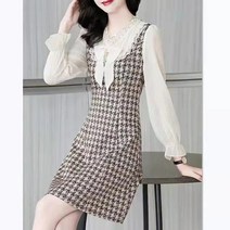 녕동 여름 여성의류 여성 레이어드 퍼프소매 원피스 슬림 봄 스커트 +사은품