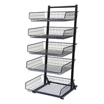 5단 바구니 진열대 (블랙) 매장 진열 다용도 스낵바, 5단 바구니 진열대(블랙)
