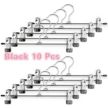 옷에 대 한 5/10Pcs 옷걸이 스테인레스 스틸 Cabides 클립 스탠드 바지 스커트 아이 옷 조정 가능한 핀치, 02 Black 10Pcs