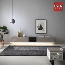 GVEN 지벤 뉴 노르마니 LED 유리도어 거실장 GL, 블랙, 그레이블랙