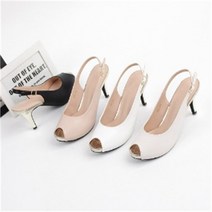 해뜰 슈슈 민자 유광굽 가보시 오픈토힐 슬링백구두 (9651909)