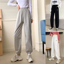 여성 베이직 디자인 무지개 자수 트레이닝 바지